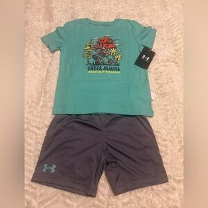 NWT Under Armour Boys Graphic T-Shirt & Shorts Matching Set | Size 4